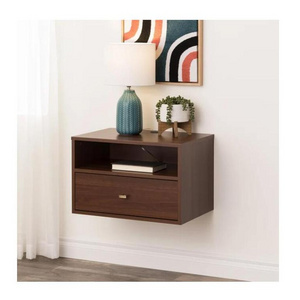 Modern Floating Bedroom Nightstand with Storage Drawer and Open Shelf  Wall Mounted Nightstand Bed Side Table