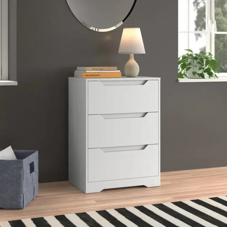 Modern OAK style and convenient storage 3-drawer chest offers great sturdiness and durability drawer dresser