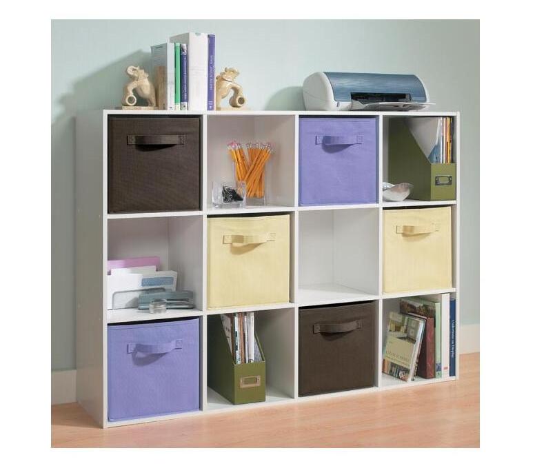 Cube bookcase with fabric storage bins,storage display shelves cube bookshelves for living room Freestanding Decorative Storage