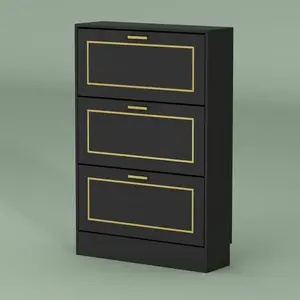 20 Pair Shoe Storage Cabinet  3-tier flip drawers provide a large storage capacity shoe rack furniture