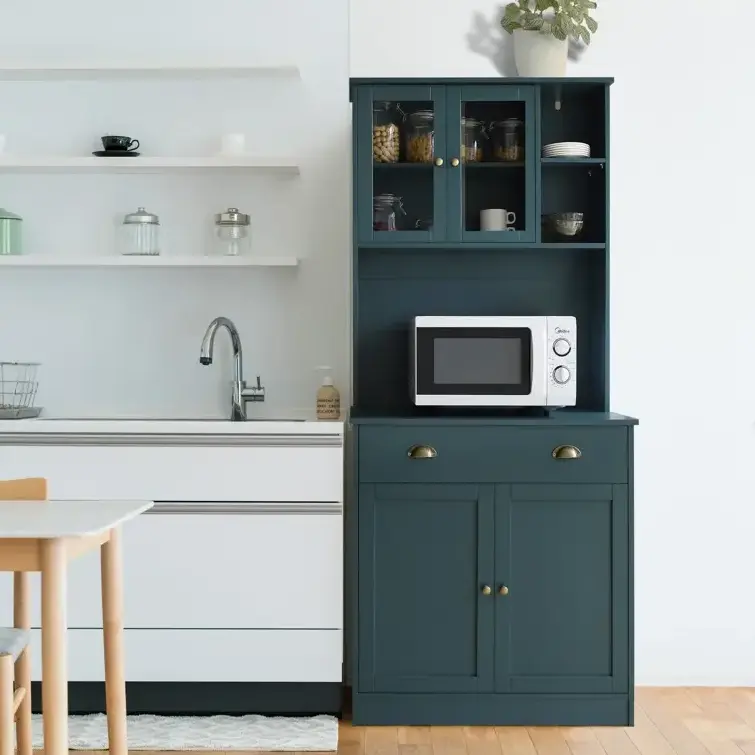 71.7'' Kitchen Pantry made from engineered wood and has a painted finish microwave cabinet kitchen cabinet