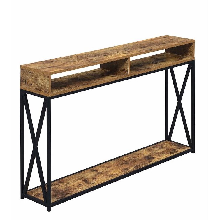 Console Table narrow entryway table with Storage Shelves and cubes and metal frame for Entryway Front Hall Industrial Sofa Table