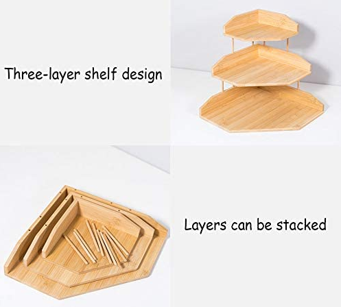 Bamboo Kitchen Corner Shelf 3 Tier Rack Standing pantry Shelf for kitchen counter storage,Bathroom Countertop Storage Organizer