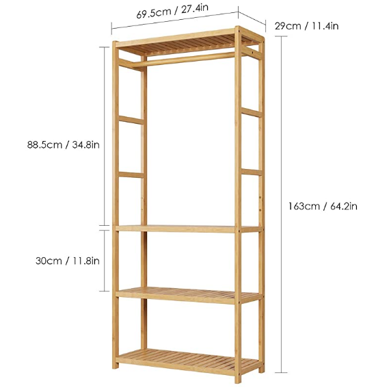 Garment Rack Clothing rack, Heavy Duty Coat Hanging Rack with 3 Tier Storage Shelves,modern coat rack wood entryway