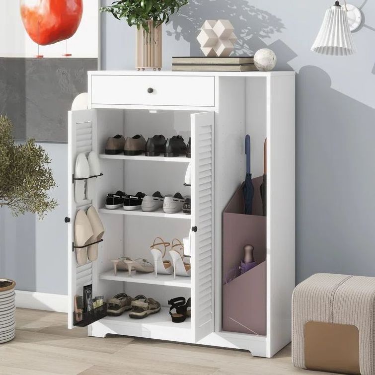 Wholesale 4 Layer Shoe Storage Cabinet Footwear Rack Stand Organiser Adjustable Shelves White