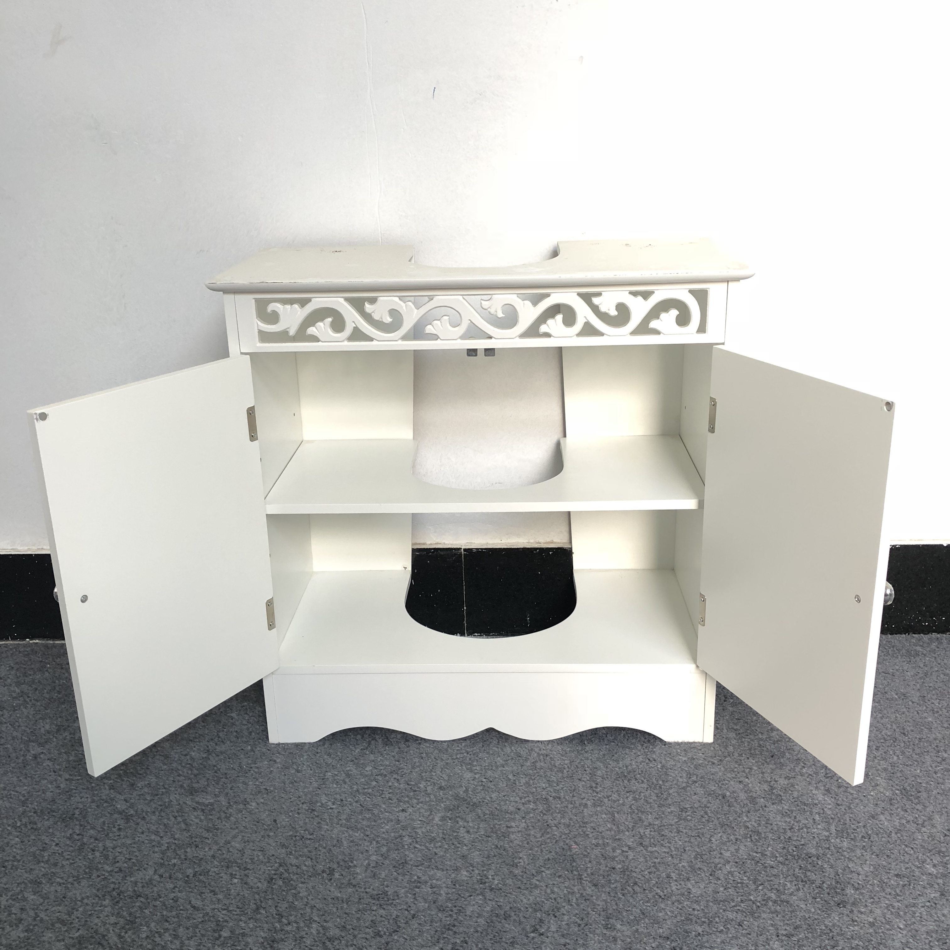 Classic Bathroom Vanities  Cabinets White,Carve Under Sink Cabinet