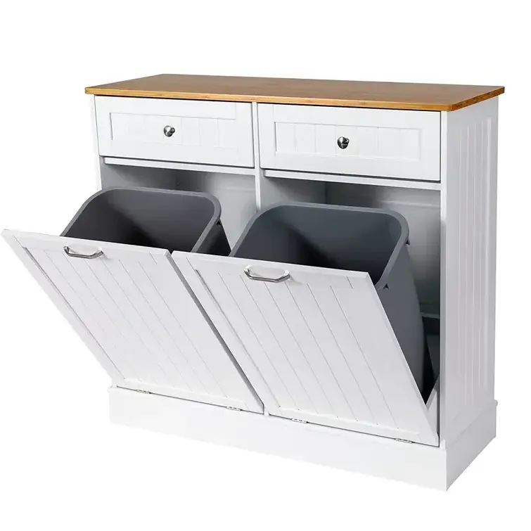 smart trash can Ample Space & Hidden Design Tilt out style wooden kitchen trash cabinet