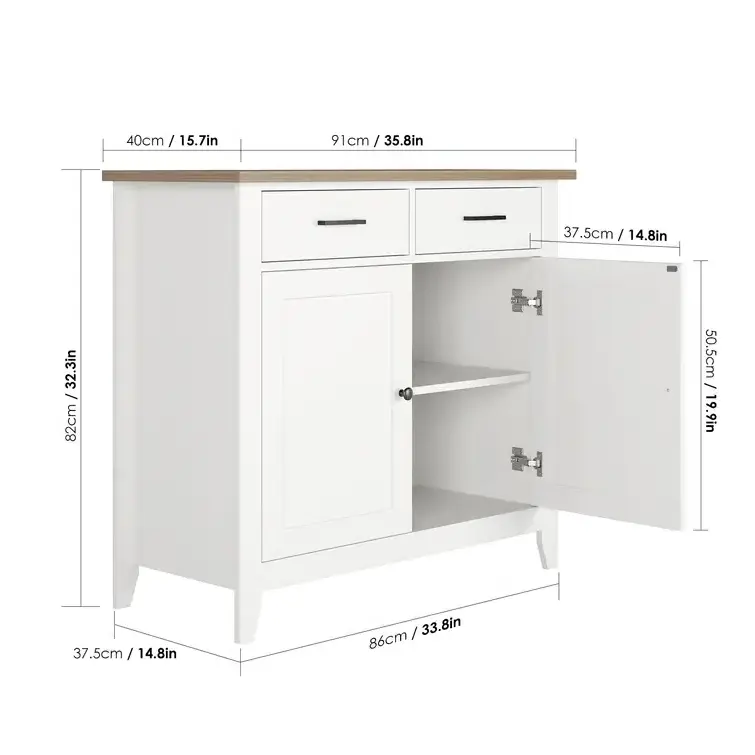 Kitchen Cabinets with 2 Drawers and 2 Door Cabinet Storage  for Living Room Entryway Freestanding Bathroom Floor Storage Cabinet