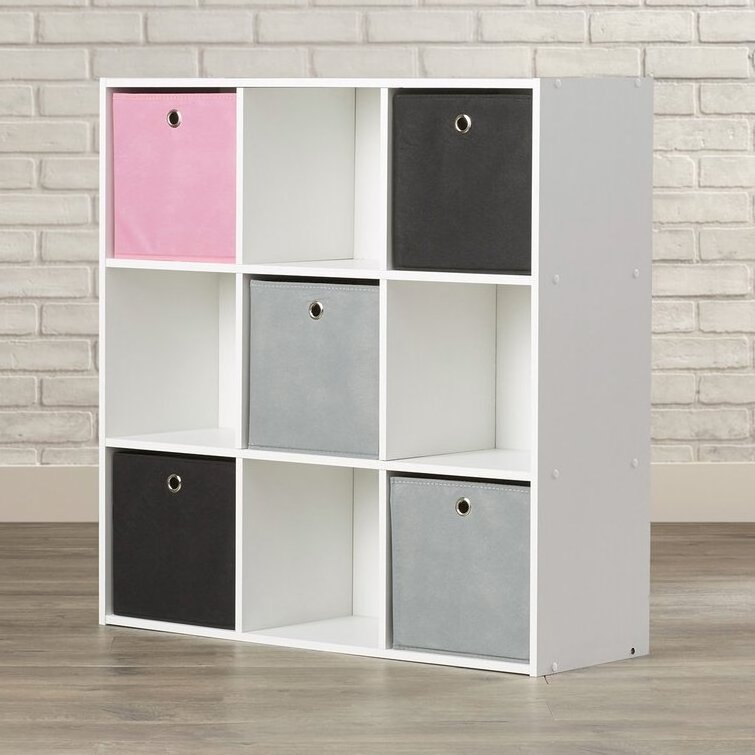 Cube Bookcase with bins wood storage display organizer 9-cube bookshelves for living room Freestanding Decorative Storage