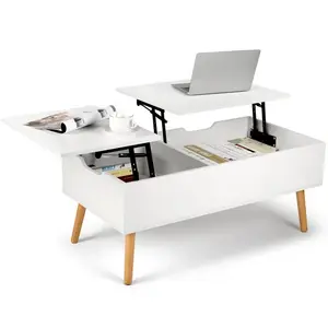 Modern adjustable white Lift Top Extendable 4 Legs Coffee Table with Storage black rustic collapsible living room furniture