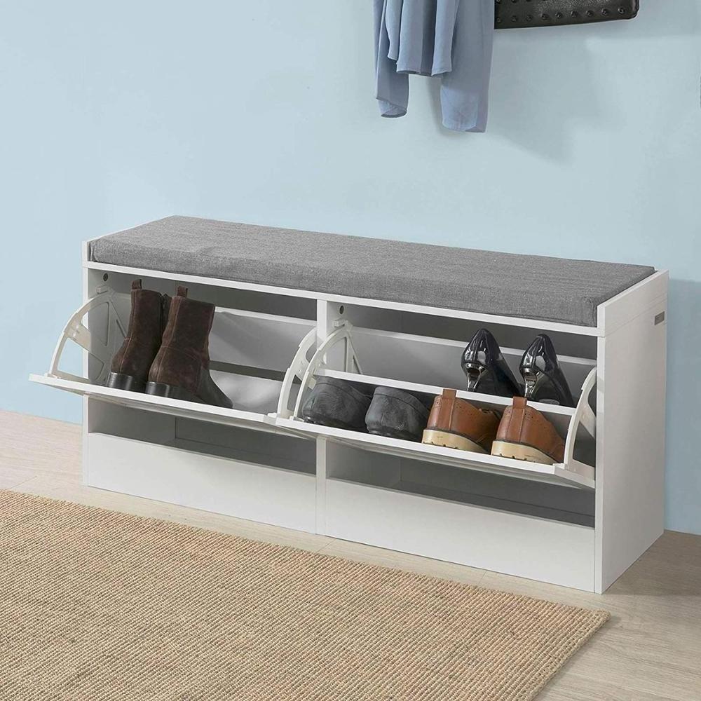 with Flip-drawer and Seat Cushion Hallway Shoe Rack Cabinet Bench