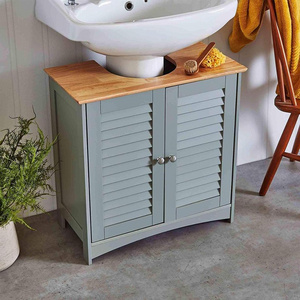 Modern Bathroom Under Basin Storage Cupboard Grey Floor Standing Sink Cabinet