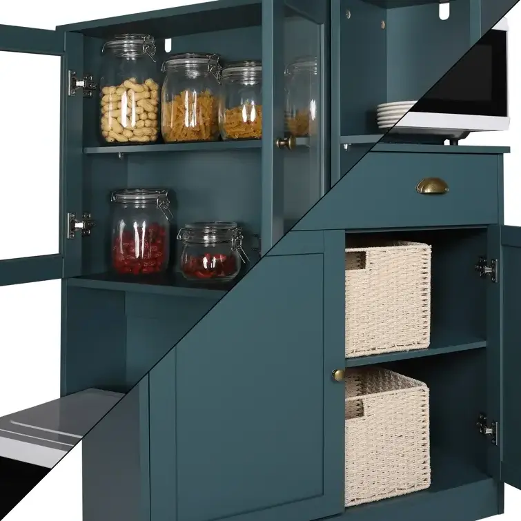 71.7'' Kitchen Pantry made from engineered wood and has a painted finish microwave cabinet kitchen cabinet