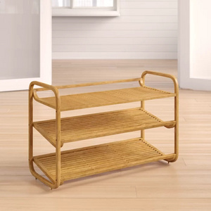 Wooden Shoe Rack with 3 Tiers Shelves Display Storage and Organizer for Bedroom, Entryway, Hallway