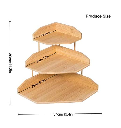 Bamboo Kitchen Corner Shelf 3 Tier Rack Standing pantry Shelf for kitchen counter storage,Bathroom Countertop Storage Organizer