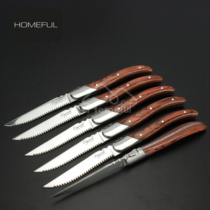 Best selling kitchen knife 4.5 inch serrated steak knife with pakka wood handle