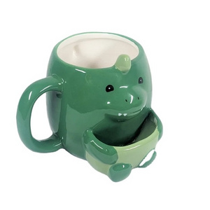 3D Hand Painted Mugs Kids Cookie Holder Pocket Mugs