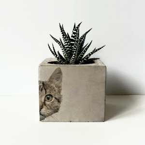 Cat Printed Concrete Planter Cement Flower Pot Mold