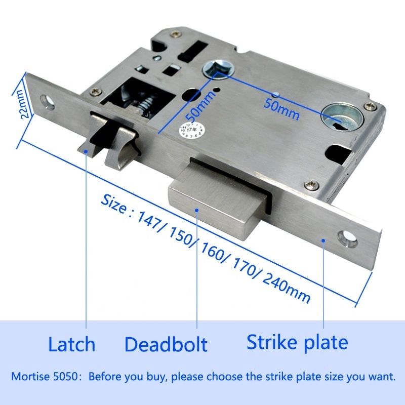 stainless steel mortise wooden door lock 5050 Open quickly door custom mortise lock set