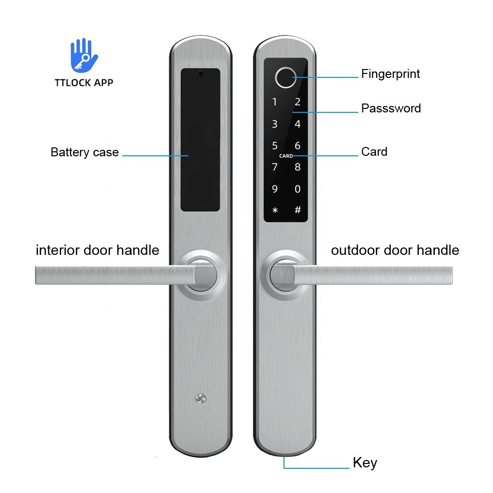 Waterproof TTLock APP remote unlock smart slide door digital keyless electric sliding glass door lock