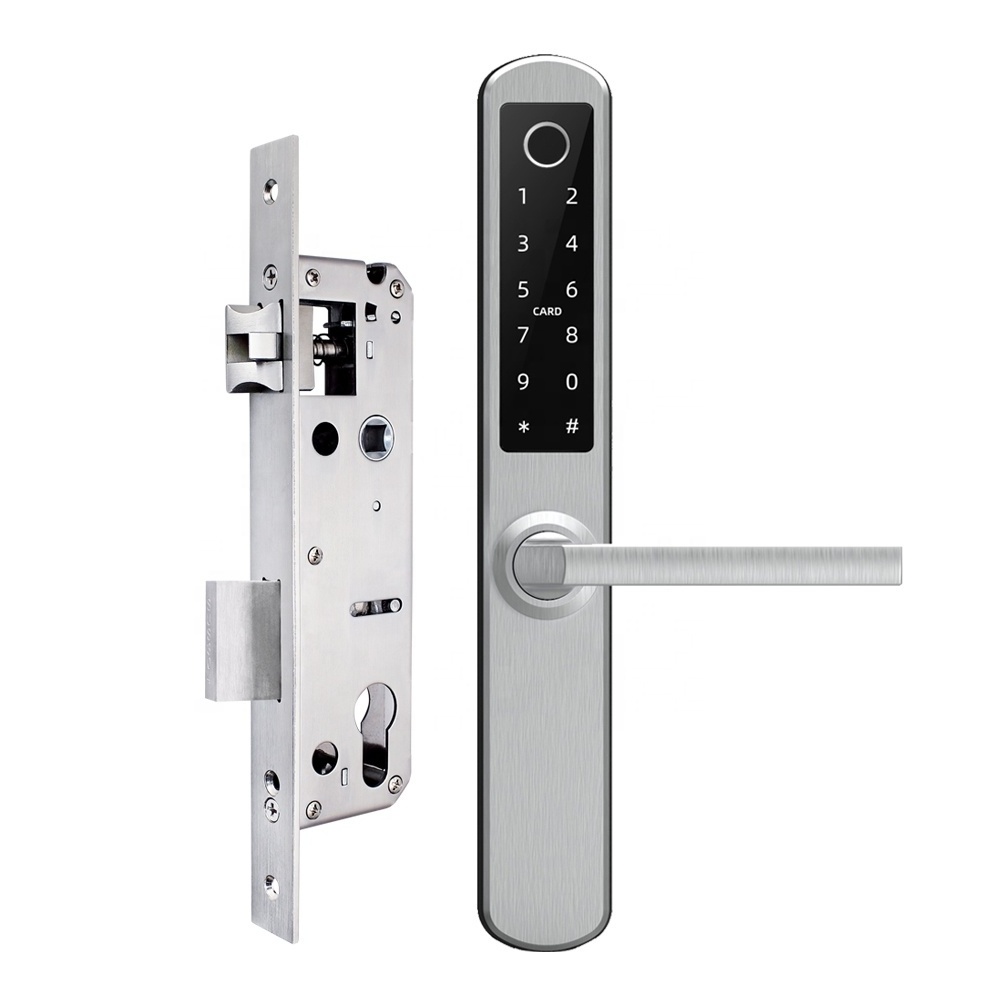 Smart Lock Fingerprint Glass Door Handle Lock Aluminium Security Electronic Password Sliding Patio Door Lock