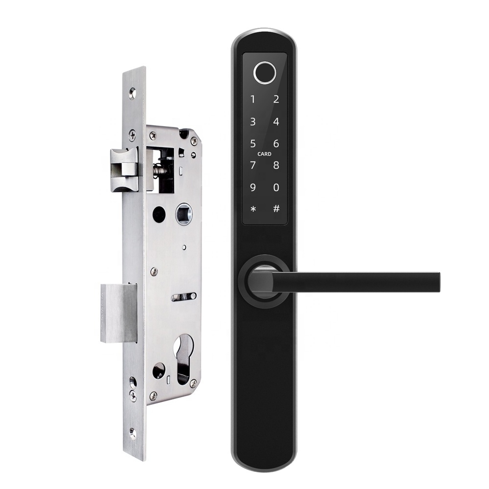 Smart Lock Fingerprint Glass Door Handle Lock Aluminium Security Electronic Password Sliding Patio Door Lock