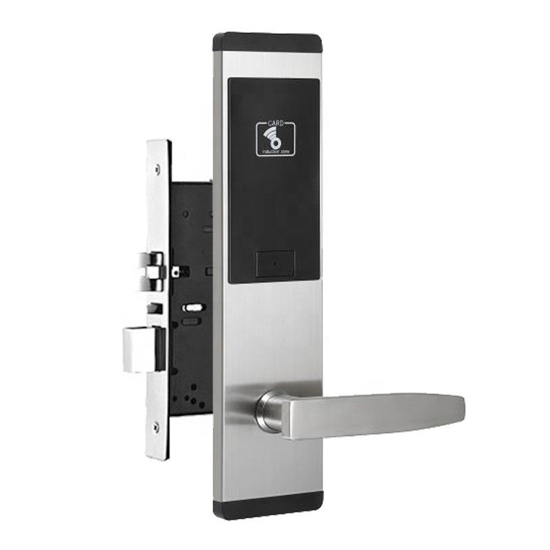 smart hotel lock card digital electronic safety keyless stainless steel handle security hotel door lock