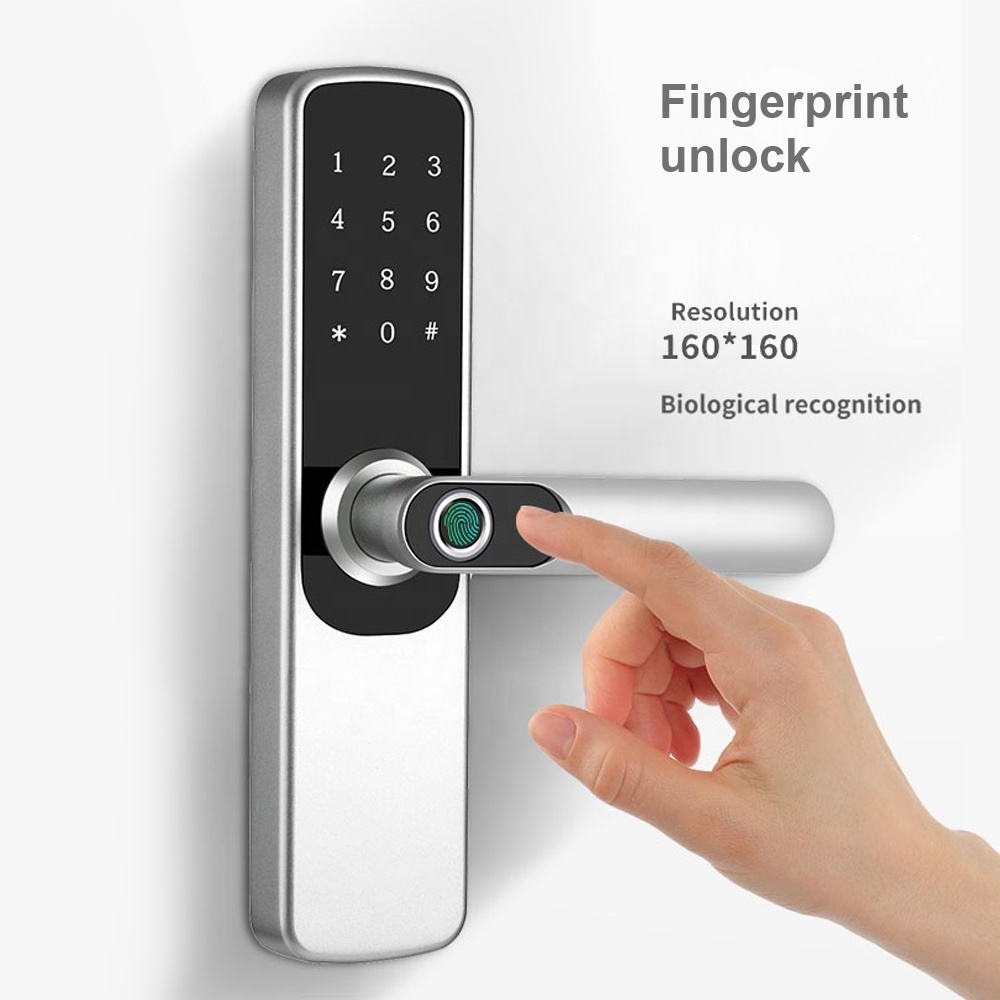 ttlock smart access control room door lock tuya electronic fingerprint handle password card key APP smart lock