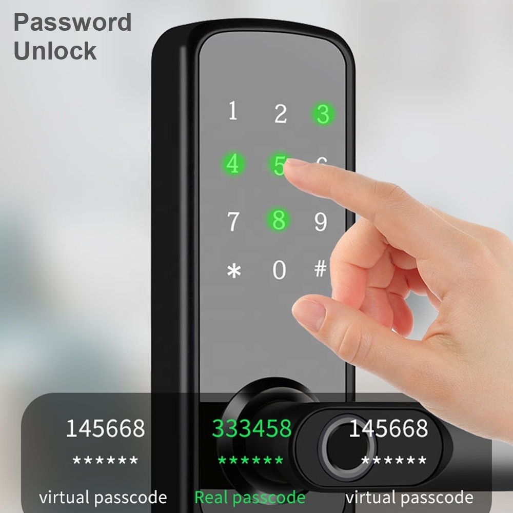 ttlock smart access control room door lock tuya electronic fingerprint handle password card key APP smart lock