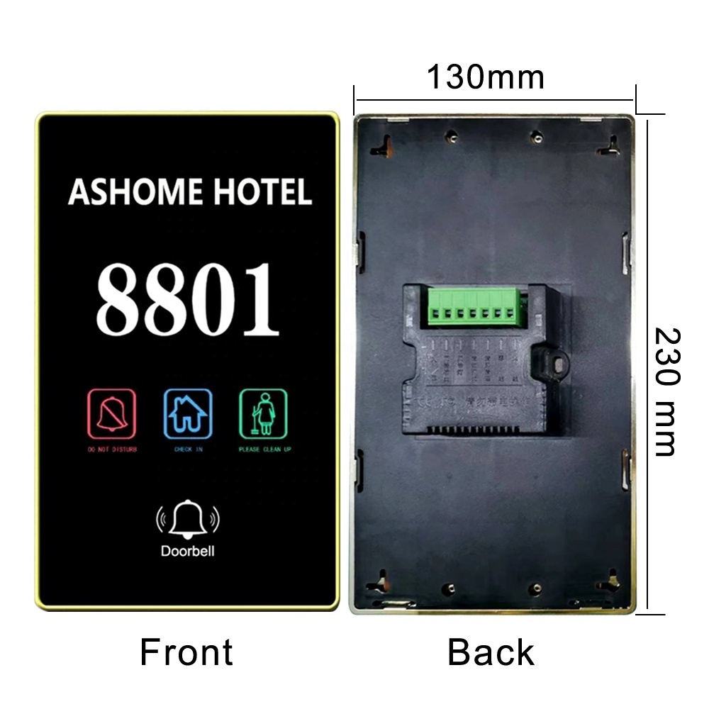 Custom hotel luminous sign LED light room number doorplate with DND clean electronic switch hotel doorbell