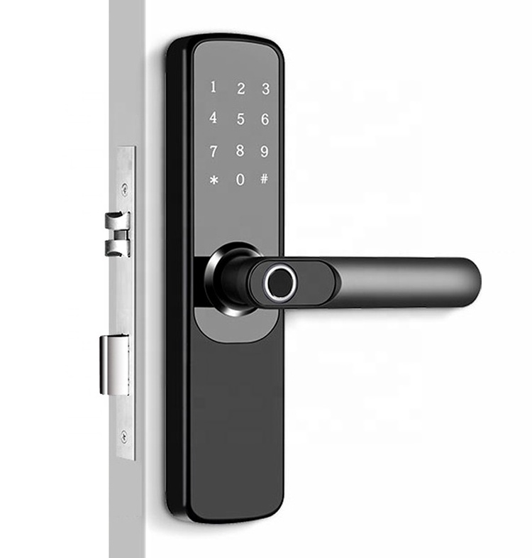 Smart Home Tuya wifi smart door lock wireless electronic Biometric Fingerprint Handle Door Lock with Tuya smart life APP