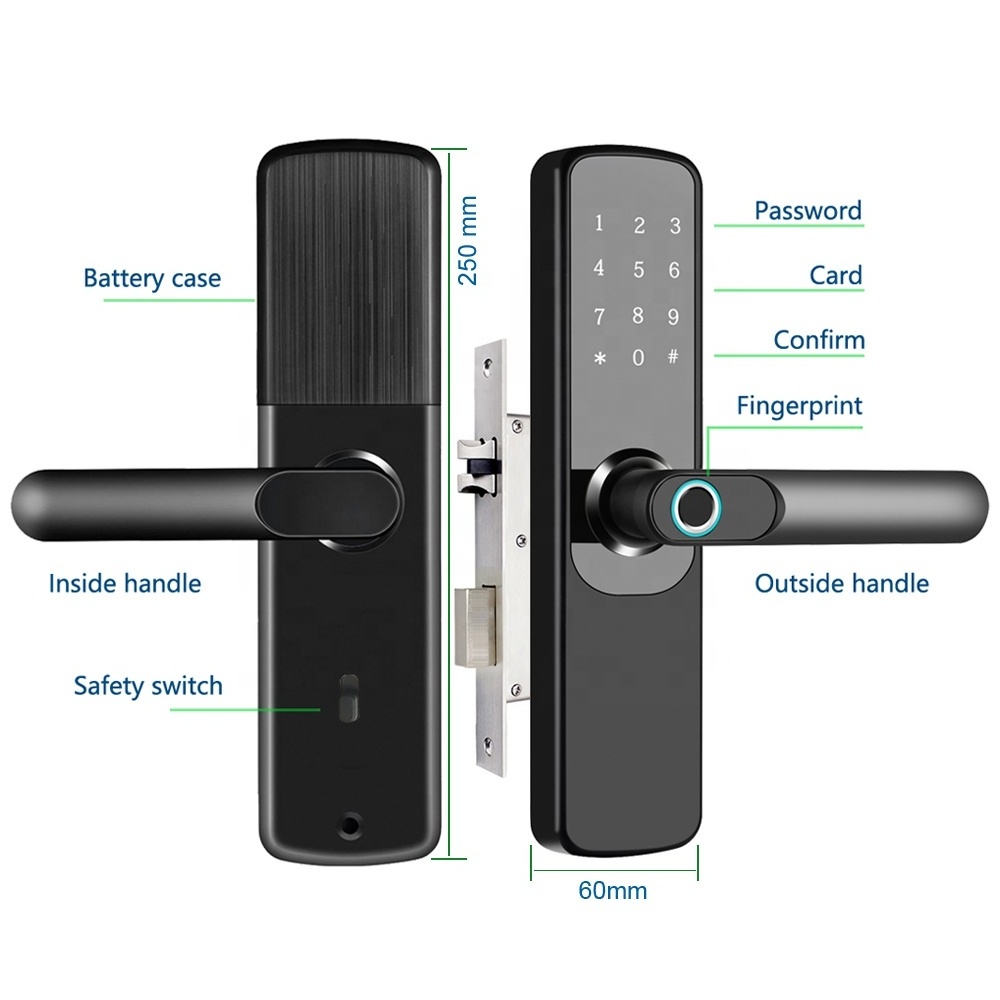 Smart Home Tuya wifi smart door lock wireless electronic Biometric Fingerprint Handle Door Lock with Tuya smart life APP