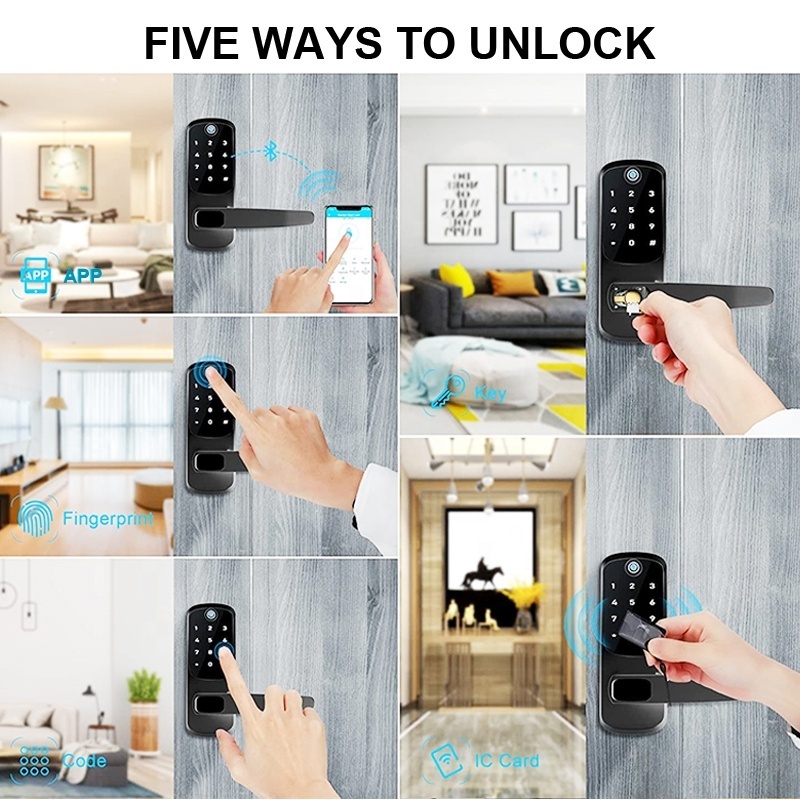 office digital password ttlock smart locks fingerprint wooden door usa smart home fingerprint smart latch lock