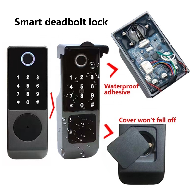 smart home office ttlock safety wooden door lock deadbolt waterproof double sided fingerprint keypad smart locks