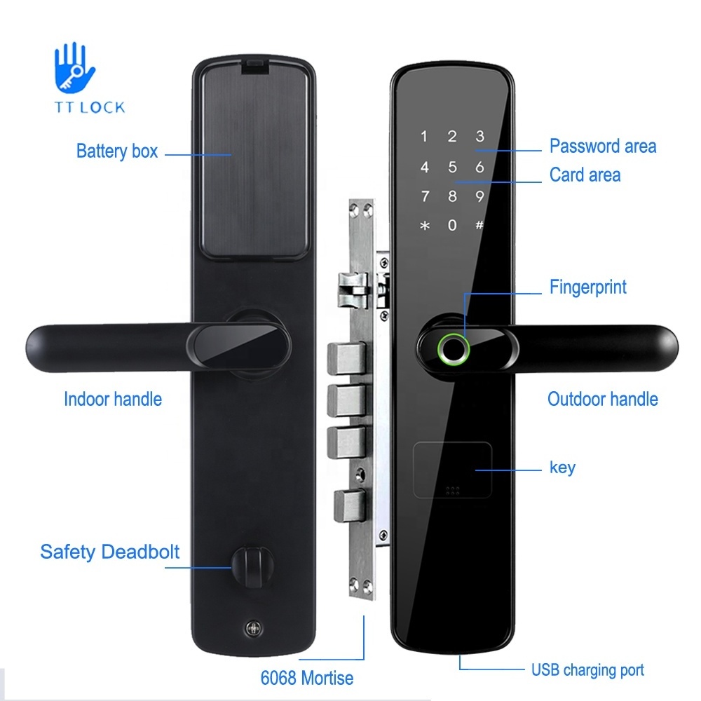 ttlock safety 6068 mortise keyless smart home door lock password fingerprint digital handle smart locks