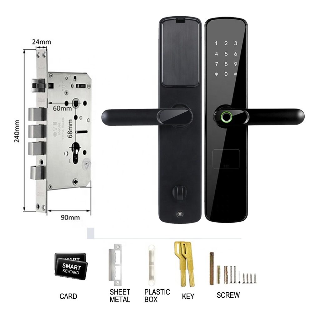 ttlock safety 6068 mortise keyless smart home door lock password fingerprint digital handle smart locks