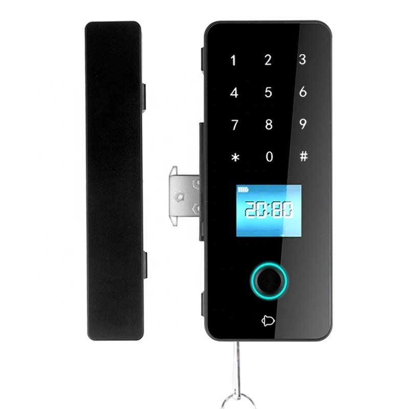 smart glass door fingerprint lock hook with display screen safety app key password card fingerprint office smart lock