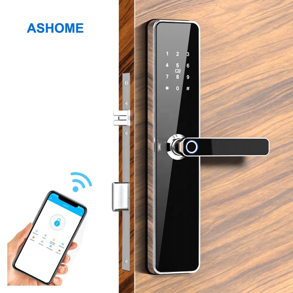 ttlock stainless steel smart door lock home europe 6085 mortise fingerprint code card smart metal gate lock