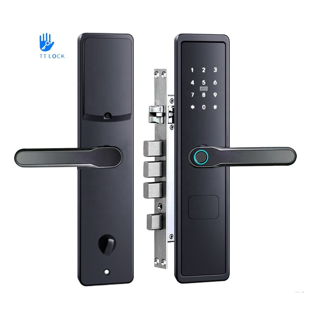 Wholesale outside waterproof smart door lock fingerprint code ttlock app control electronic handle smart locks