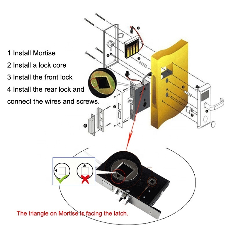 gold hotel door lock with management software system wireless safety smart card stainless steel hotel lock