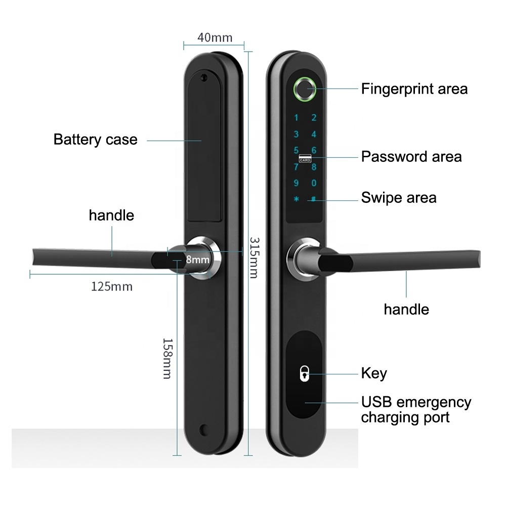 smart home sliding door lock for aluminum doors fingerprint password card sliding door hook lock