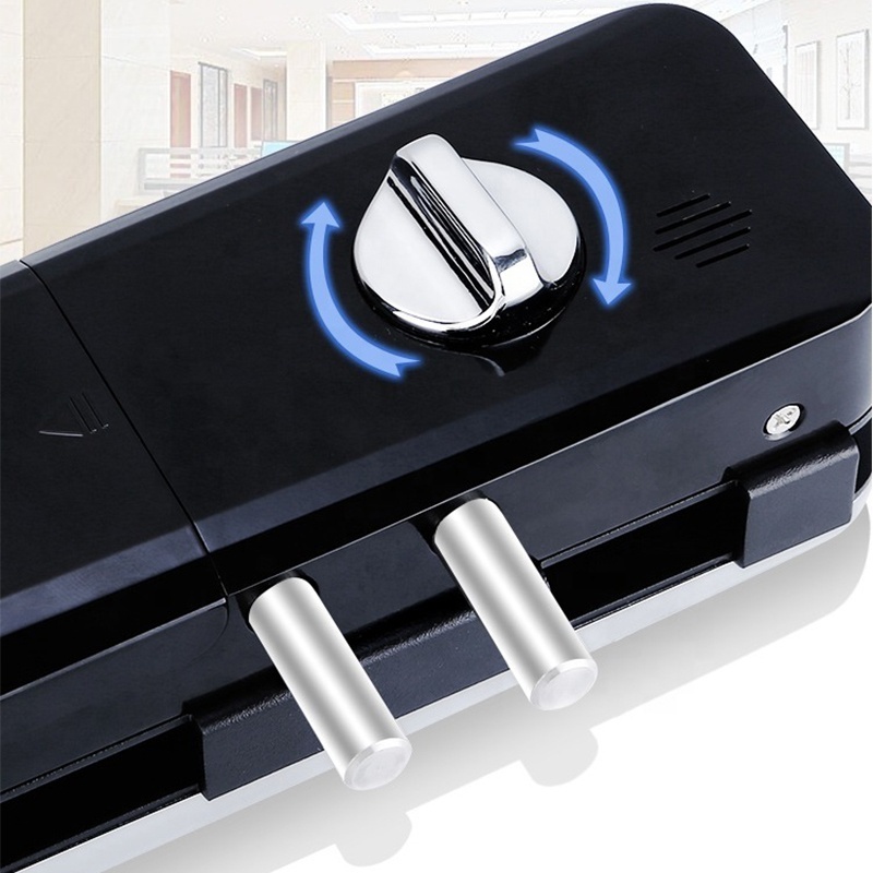 security fingerprint glass door lock sliding two side open electronic keyless double lock for glass door