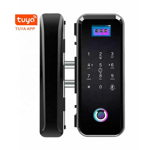 security fingerprint glass door lock sliding two side open electronic keyless double lock for glass door