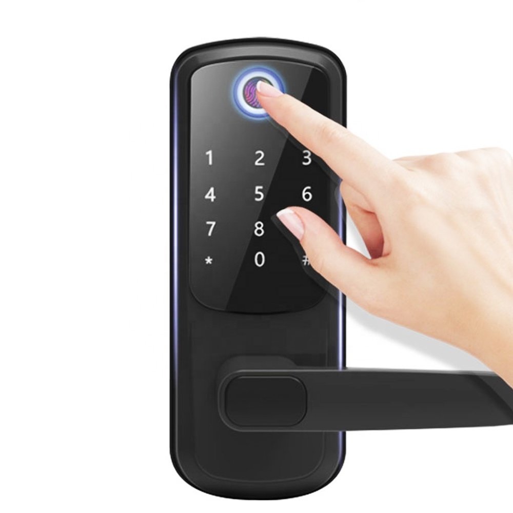 ttlock Tuya Fingerprint Door Lock Electron key Card Passcode Keypad Keyless Entry Door Handle knob Smart Lock