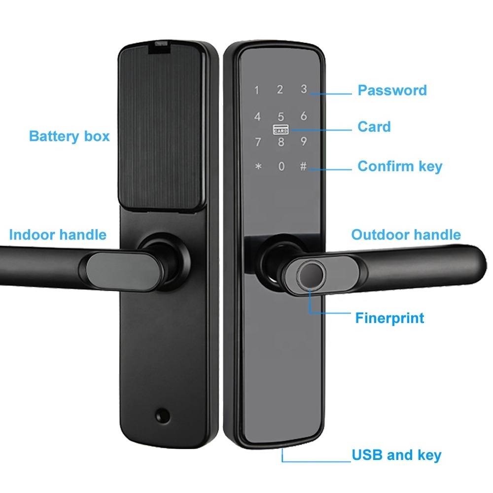 fingerprint door handle lock digital smart home safety wiless electronic entry control keyless smart door lock