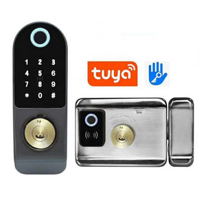 Wrought Iron Gate Double Sided Fingerprint Smart Lock Electronic Keyless Deadbolt Smart Lock