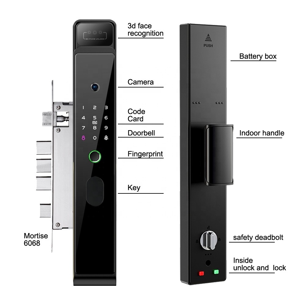 ttlock 3d face recognition door lock smart wifi automatic security camera visual Intercom wifi smart lock