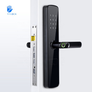 security ttlock smart door lock fingerprint mortise 6068 with safety knob home office Smart wooden door lock