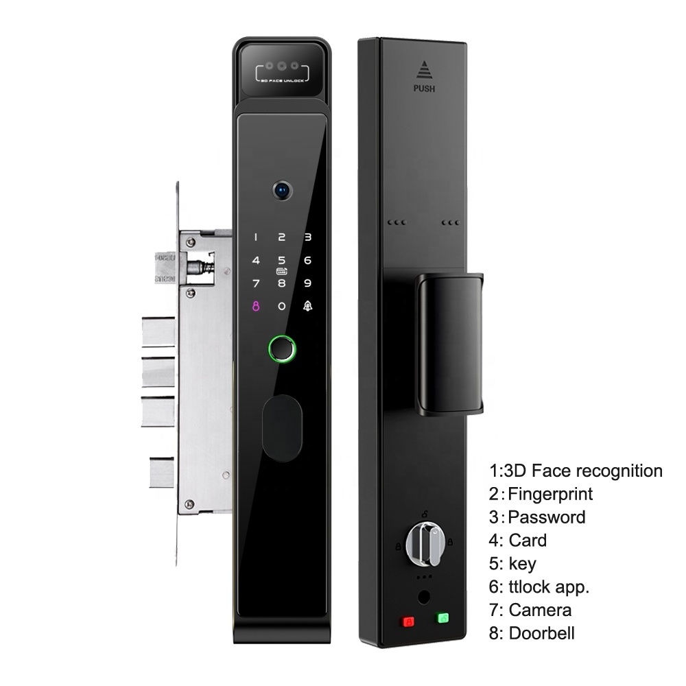 ttlock 3d face recognition door lock smart wifi automatic security camera visual Intercom wifi smart lock