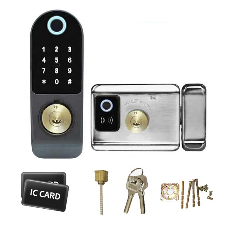 Wrought Iron Gate Double Sided Fingerprint Smart Lock Electronic Keyless Deadbolt Smart Lock